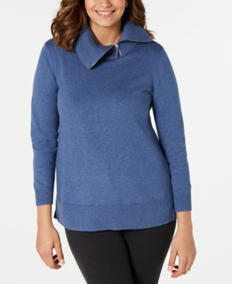 Karen Scott Women's Cotton Cable Knit Sweater Blue Size Small