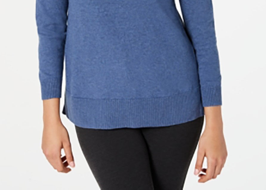 Karen Scott Women's Cotton Cable Knit Sweater Blue Size Small