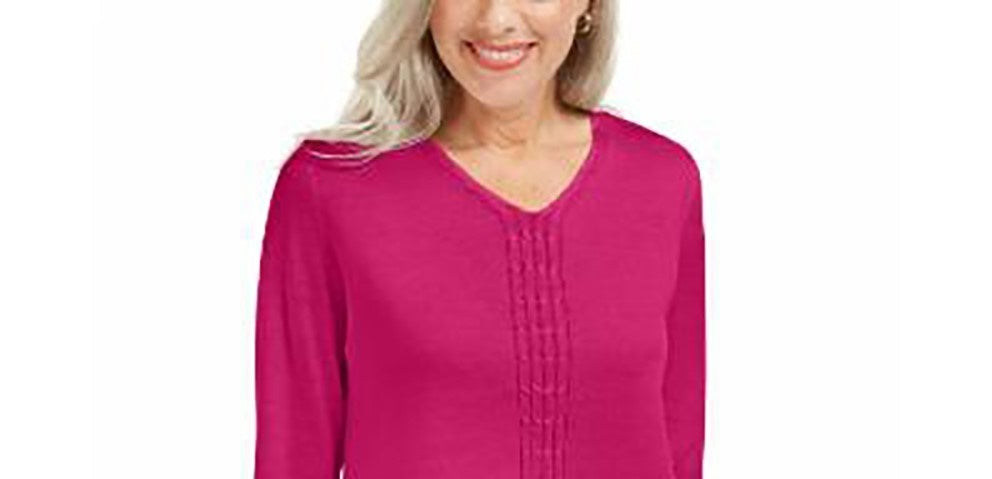 Karen Scott Women's Cotton Cable Knit Sweater Pink Size X-Large