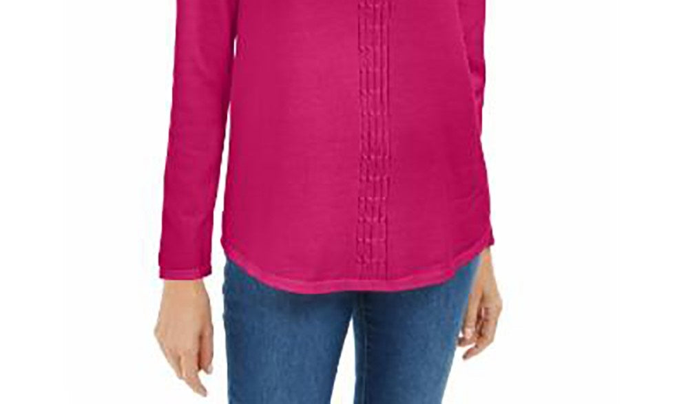 Karen Scott Women's Cotton Cable Knit Sweater Pink Size X-Large