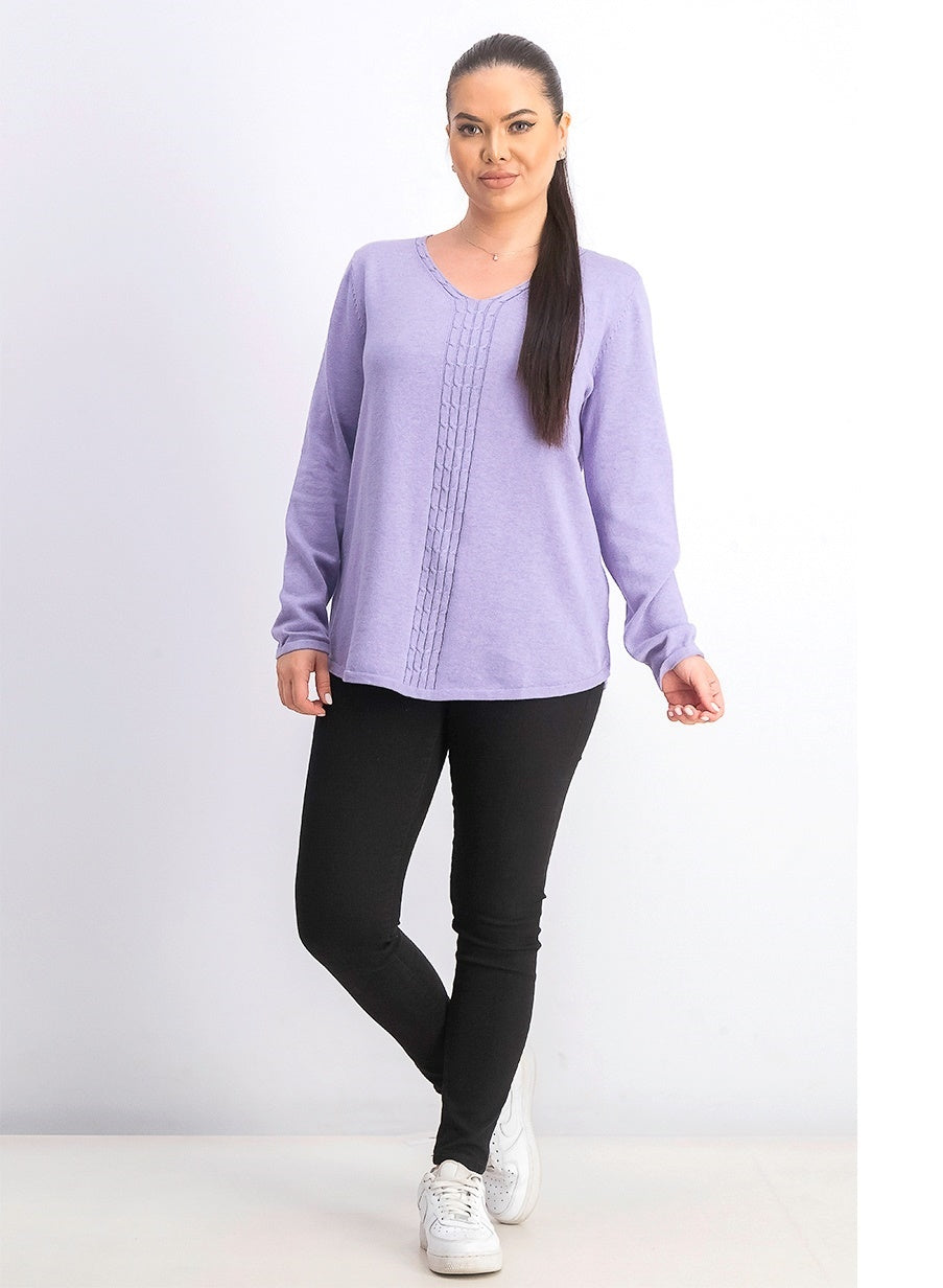 Karen Scott Women's Cotton Cable Knit Sweater  Purple Size Small