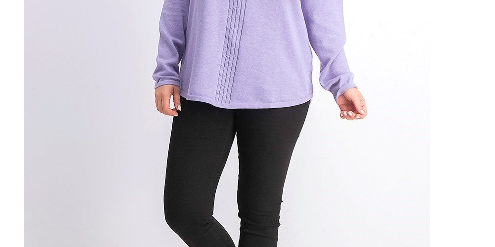 Karen Scott Women's Cotton Cable Knit Sweater  Purple Size Small