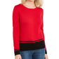 Karen Scott Women's Colorblocked Hem Sweater Red Size X-Large