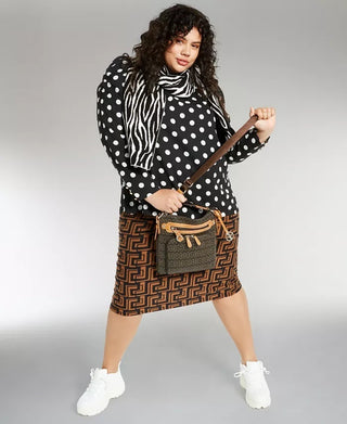 Alfani Women's Plus Size Polka-Dot Top Black Size 1X