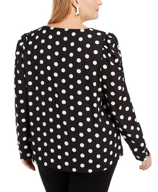 Alfani Women's Plus Size Polka-Dot Top Black Size 1X
