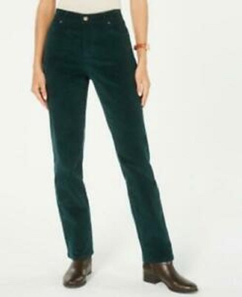 Charter Club Women's Lexington Corduroy Tummy-Control Pants Dark Green Size 10