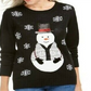 Karen Scott Women's Sequined Snowman Holiday Sweater Black Size Small