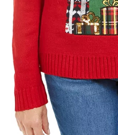 Karen Scott Women's Midnight Presents Sweater Bright Red Size Medium
