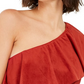 INC International Concepts Women's Faux Suede One Shoulder Ruffled Top Red Size Large