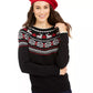 Charter Club Women's Metallic Fair Isle Family Sweater Black Size XX-Large