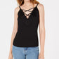 Bar III Women's Lace Trim Crisscross Camisole Black Size X-Large