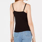 Bar III Women's Lace Trim Crisscross Camisole Black Size X-Large