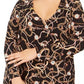 INC International Concepts Women's Printed Zip Surplice Blouse Black Size 4X