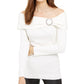 INC International Concepts Women's Embellished Off-The-Shoulder Sweater White Size  XX-Large