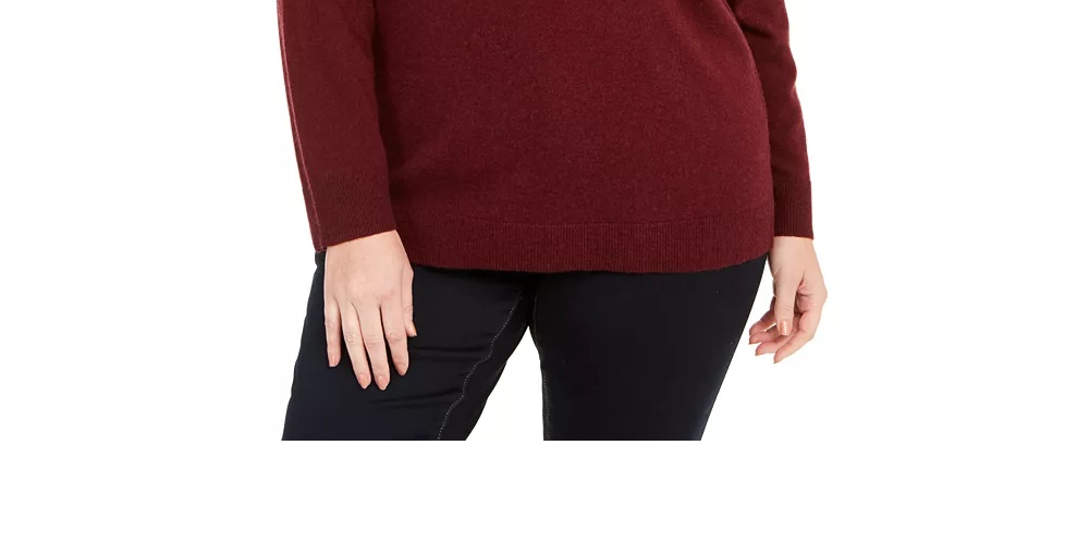 INC International Concepts Women's Plus Size Embellished Keyhole Sweater Red Size 1X