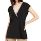 Alfani Women's Embellished V Neck Top Black Size Large