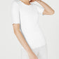 Maison Jules Women's Crewneck Elbow-Sleeve Top  White Size Large