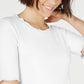 Maison Jules Women's Crewneck Elbow-Sleeve Top  White Size Large