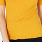 Maison Jules Women's Crewneck Elbow-Sleeve Top Dark Yellow Size Small