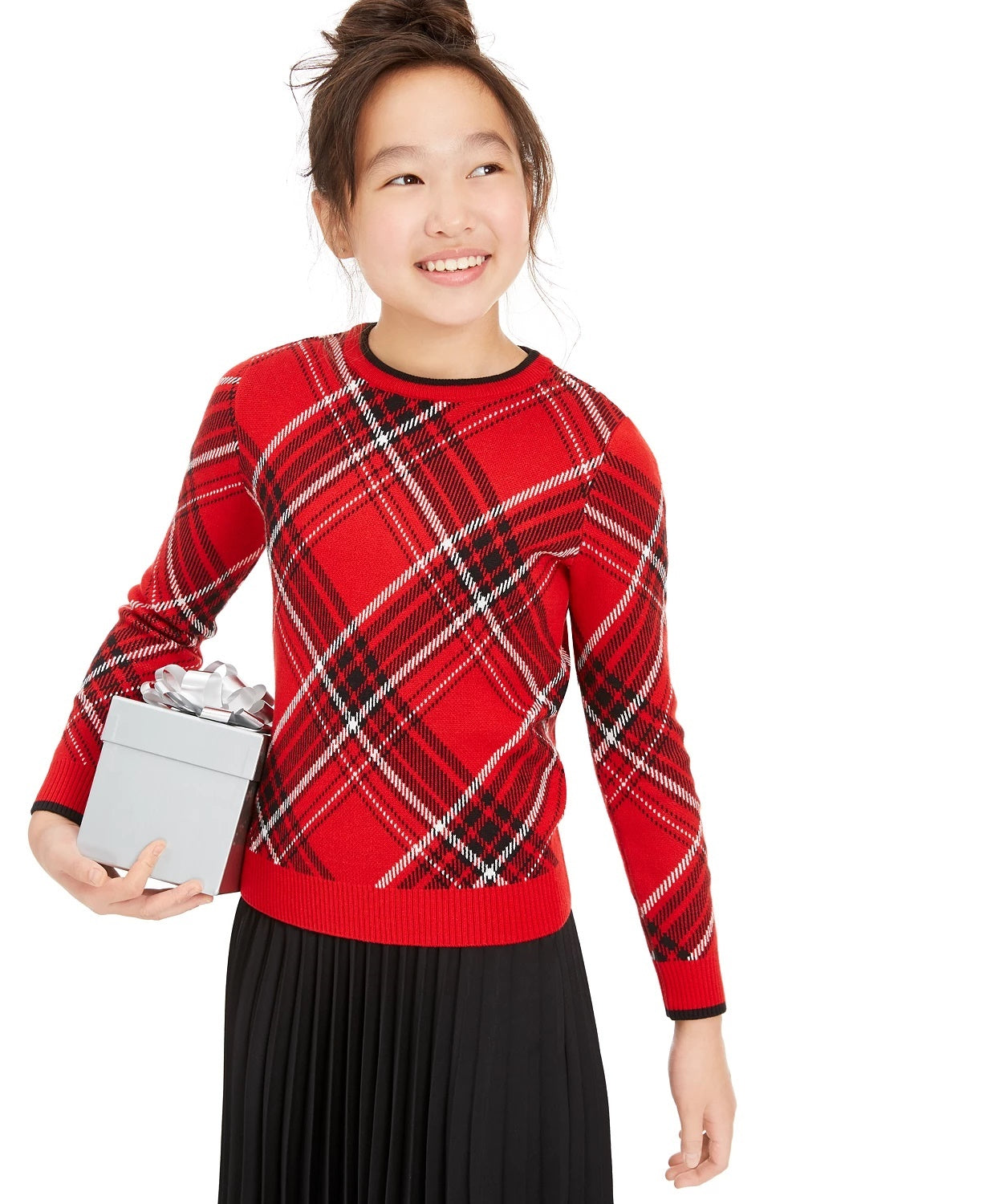 Charter Club Big Girls Plaid Family Sweater Red Size Small