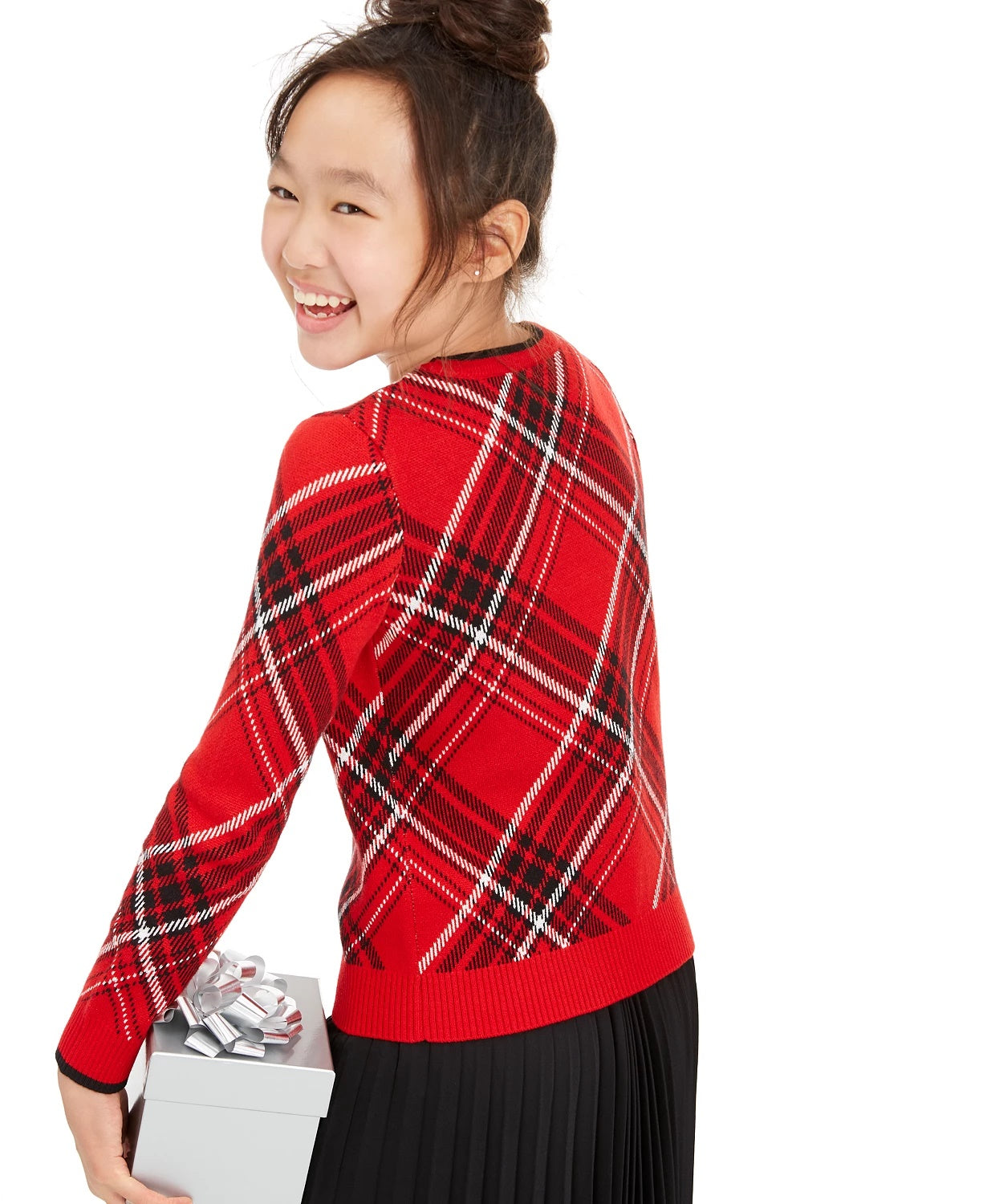 Charter Club Big Girls Plaid Family Sweater Red Size Small