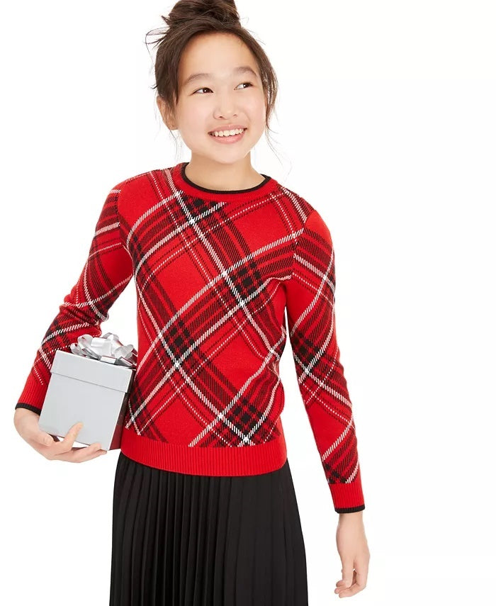 Charter Club Big Girl's Plaid Family Sweater Red Size X-Large