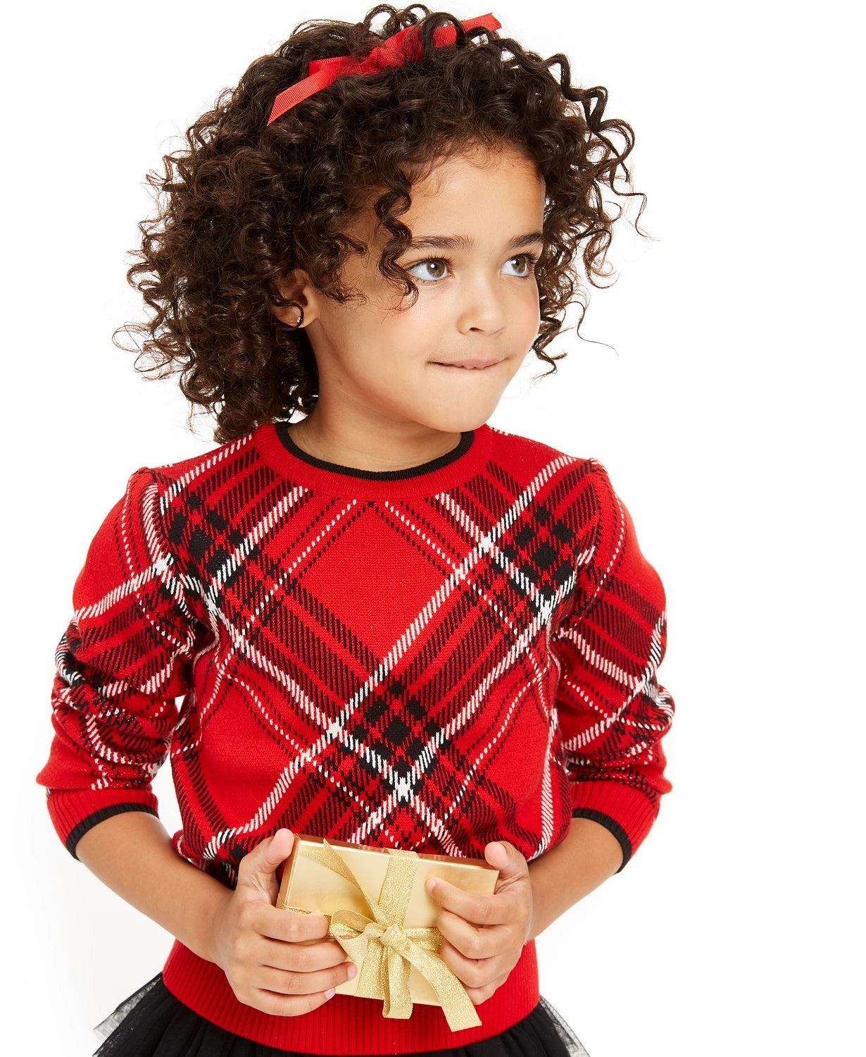Charter Club Little Girls Plaid Family Sweater Red Size 5
