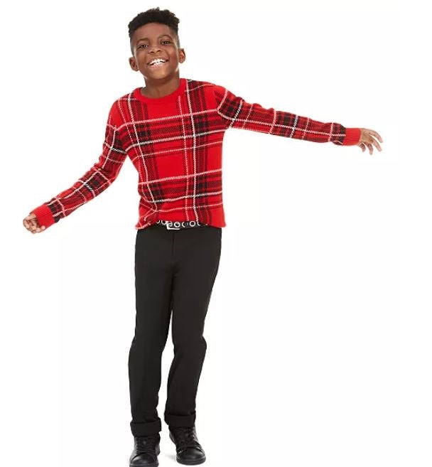 Charter Club Big Boys Plaid Family Sweater Red Size X-Large