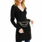 INC International Concepts Women's Chain-Belt Sweater Tunic Black Size Extra Small