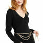 INC International Concepts Women's Chain-Belt Sweater Tunic Black Size Extra Small