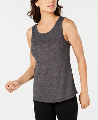 Ideology Women's Mesh-Back Tank Top Dark Gray Size Small