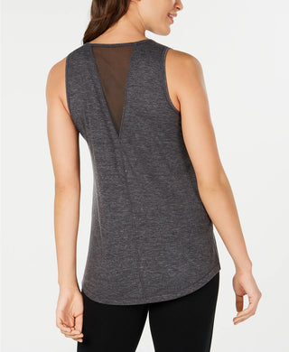 Ideology Women's Mesh-Back Tank Top Gray Size X-Small