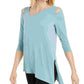 Alfani Women's Cold Shoulder Asymmetrical Top Green Size XX-Large