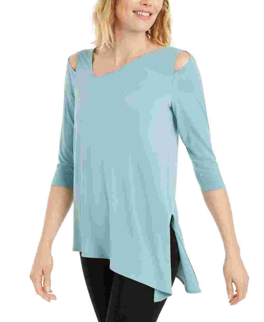 Alfani Women's Cold Shoulder Asymmetrical Top Green Size XX-Large