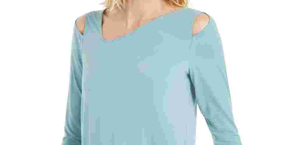Alfani Women's Cold Shoulder Asymmetrical Top Green Size XX-Large