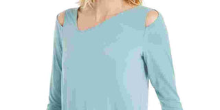 Alfani Women's Cold Shoulder Asymmetrical Top Green Size XX-Large