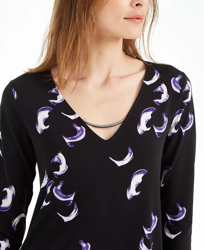 Alfani Women's Petite Hardware-Trim Top Purple Size Small
