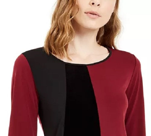 Alfani Women's Colorblocked Asymmetrical Top Wine Size XX-Large