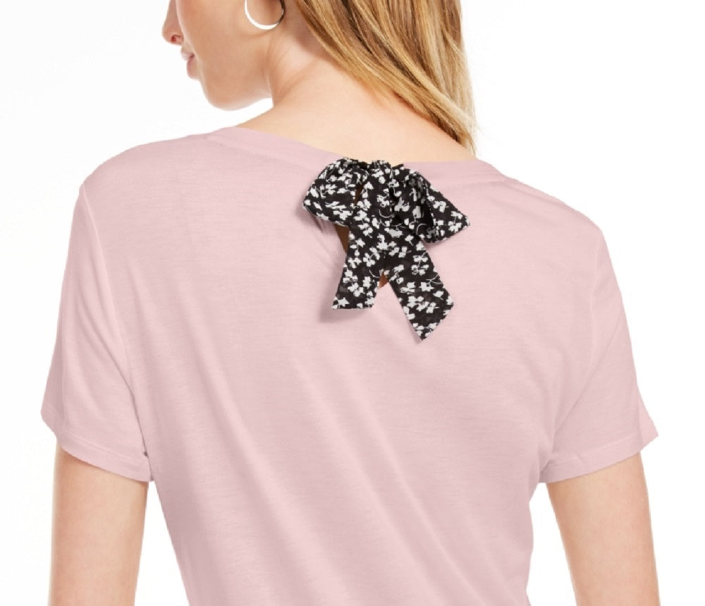 Maison Jules Women's Tie-Back Solid T-Shirt Pink Size X-Large