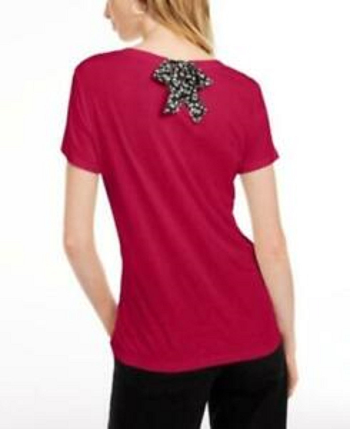 Maison Jules Women's Tie-Back Solid T-Shirt Wine Size X-Large