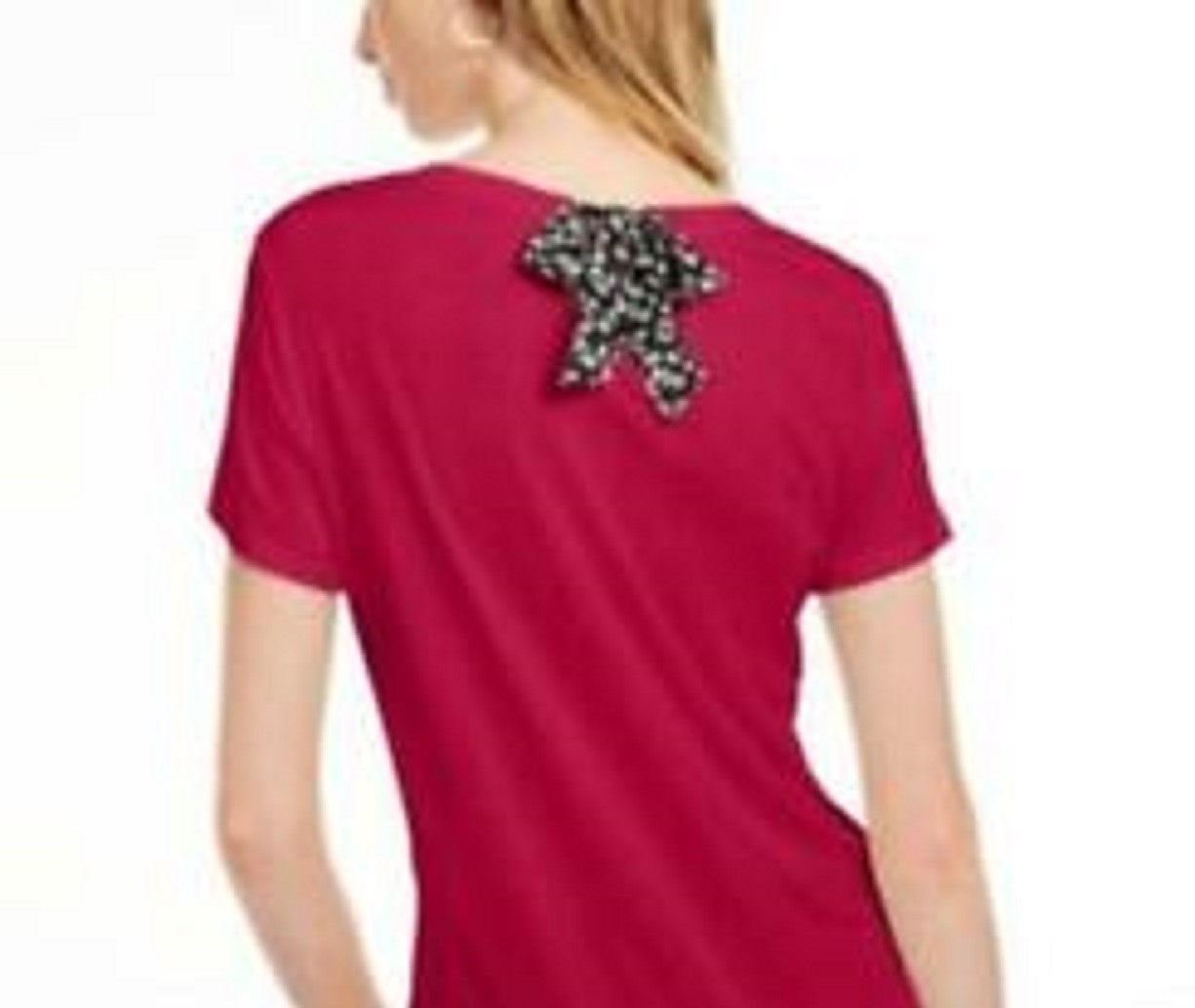 Maison Jules Women's Tie-Back Solid T-Shirt Wine Size X-Large