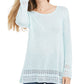 Style & Co Women's Pointelle Trim Marled Tunic Sweater Green Size X-Large