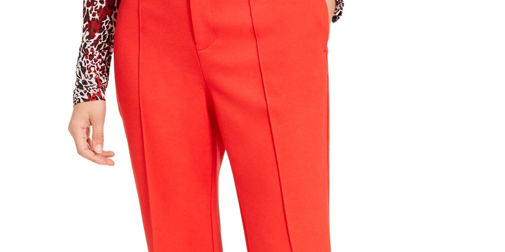 Bar III Women's Cropped Kick Flare Pants Red Size 2