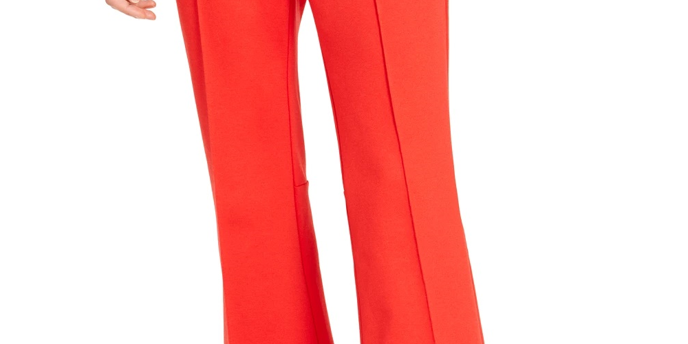 Bar III Women's Cropped Kick Flare Pants Red Size 2