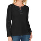 Karen Scott Women's Lace-Up French Terry Sweatshirt Black Size Small