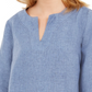 Charter Club Women's Frayed Hem Linen Top Navy Size X-Small