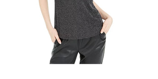 Bar III Women's Sequined Glitter Sleeveless V Neck Tank Top Black Size X-Small