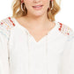 Style & Co Women's Embroidered-Shoulder Top Natural Size Small