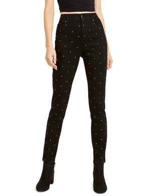 Bar III Women's Ankle Studded Skinny Jeans Black Size 2