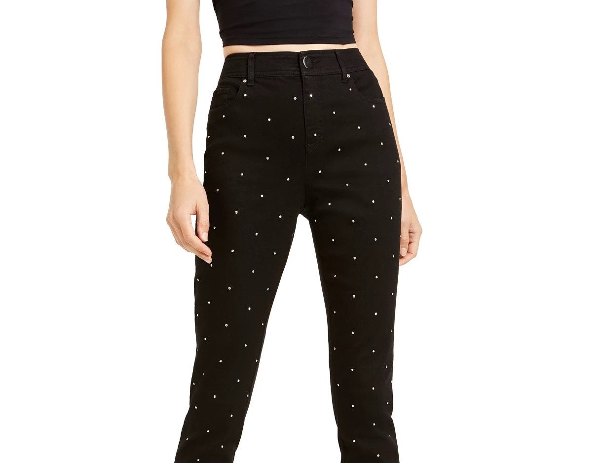 Bar III Women's Ankle Studded Skinny Jeans Black Size 2